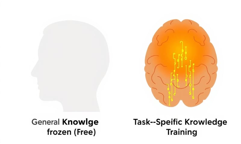 微調概念：只訓練大腦的特定區域