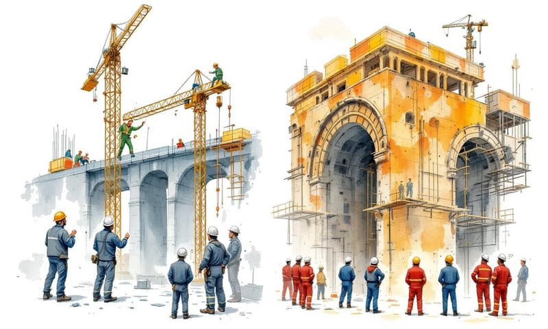 兩種合作模式下，團隊合作與知識流動的差異示意