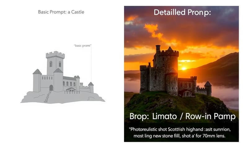 基礎指令 vs. 詳細指令的 AI 產出對照