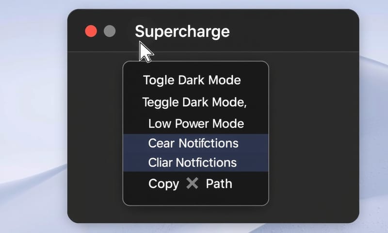 Supercharge 的選單列下拉介面，直觀又乾淨