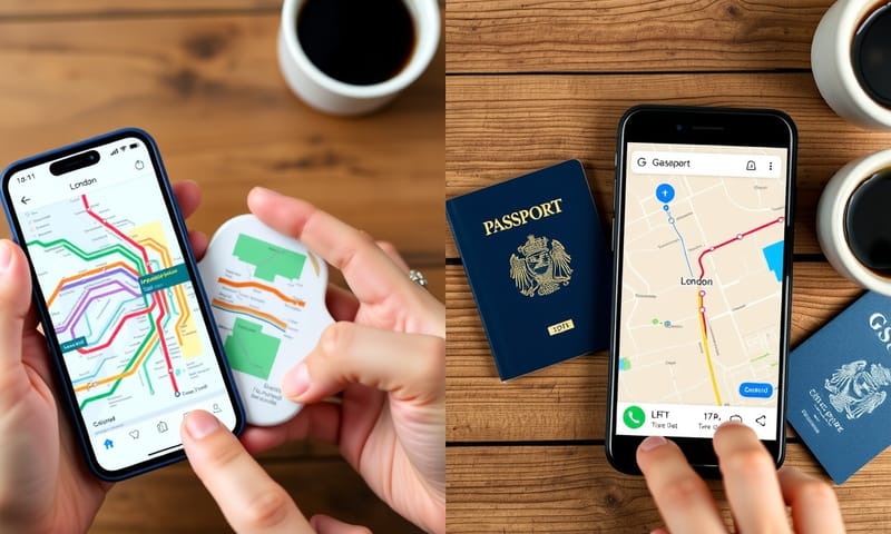 在大城市，專業的交通 App (左) 跟 Google Maps (右) 各有優劣。