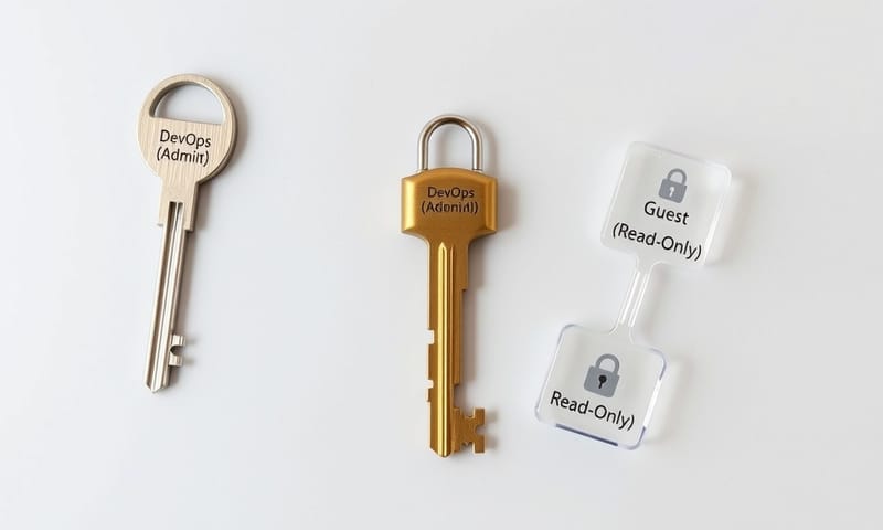 不同角色對應不同權限，就像不同鑰匙開不同的鎖