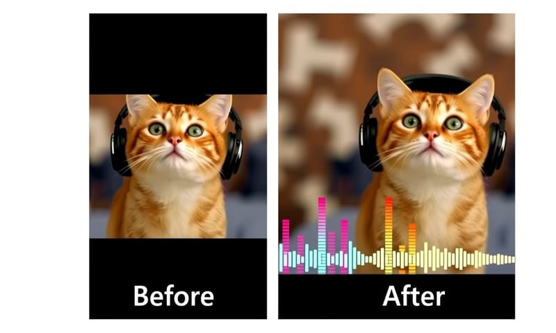 前後對照：加上音波圖（右）之後，視覺上豐富很多