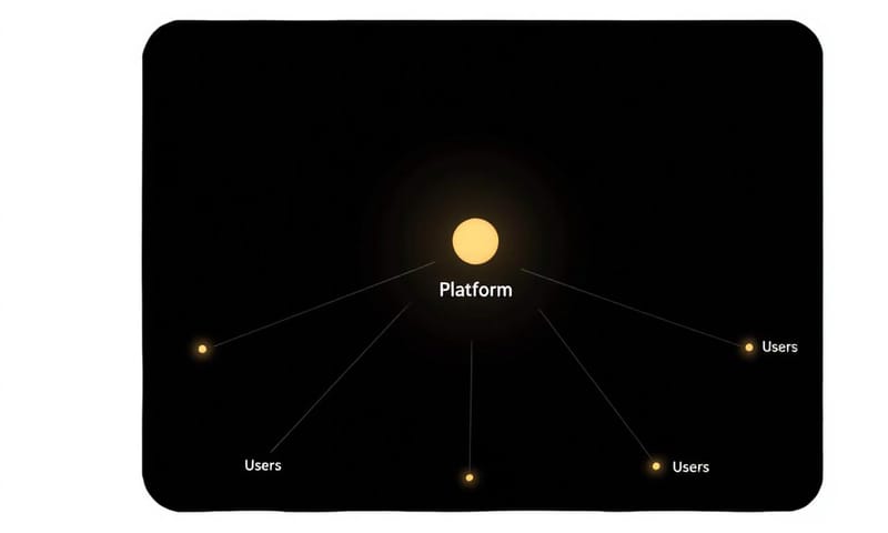 Web2 的中心化結構示意圖