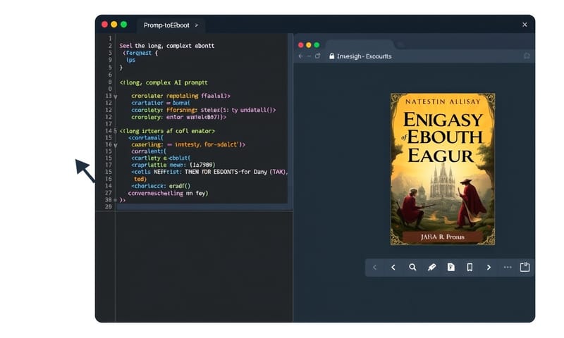 左邊是輸入的提示詞，右邊是 AI 即時生成的電子書預覽