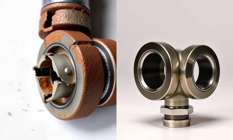 損壞的接頭與完好的新品對比