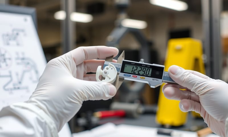 品管的日常：每個關鍵尺寸都要再三確認。