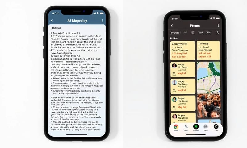 AI 輸出對比：混亂的文字 vs. 結構化的 App 介面