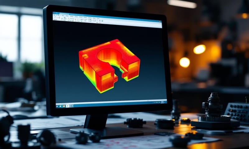 模流分析軟體中顯示的翹曲變形模擬圖