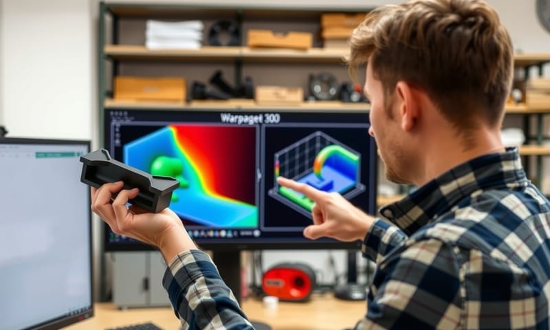 工程師正在比對分析結果與實際的塑膠成品