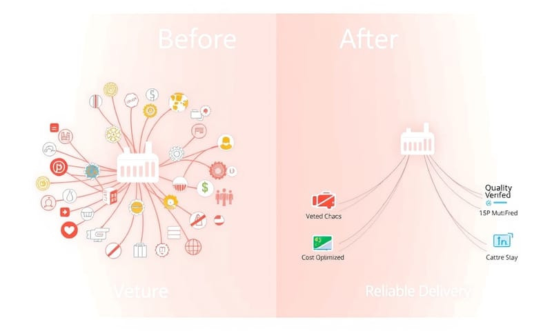 圖三:成功的採購諮詢,是將原本混亂的供應鏈節點,梳理成一條清晰、高效且有韌性的價值鏈。