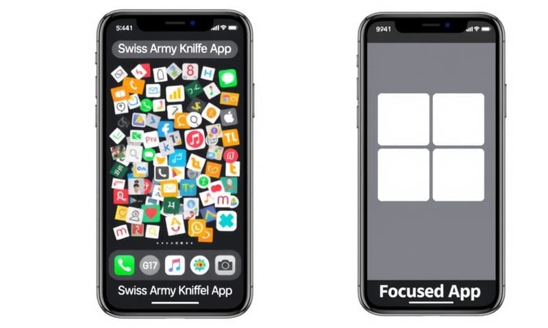 從功能雜亂到簡潔核心的介面對比