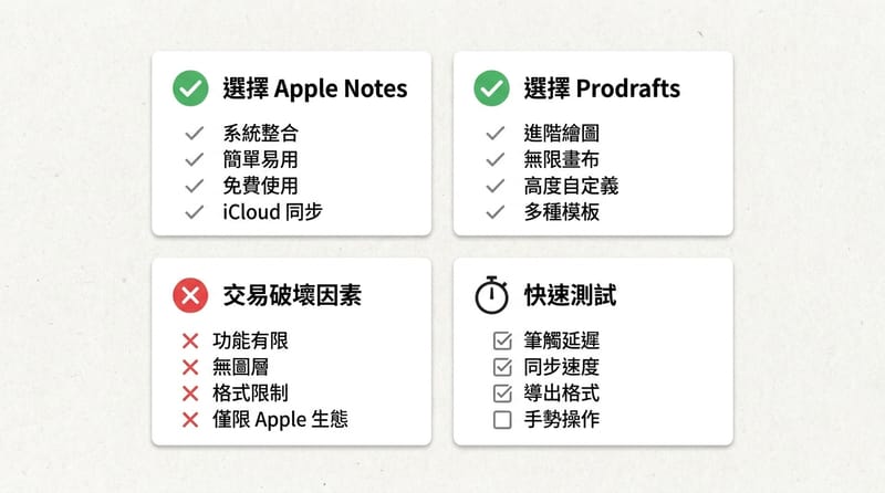圖4：最後一眼的選擇清單，像出門前摸口袋那種確認
